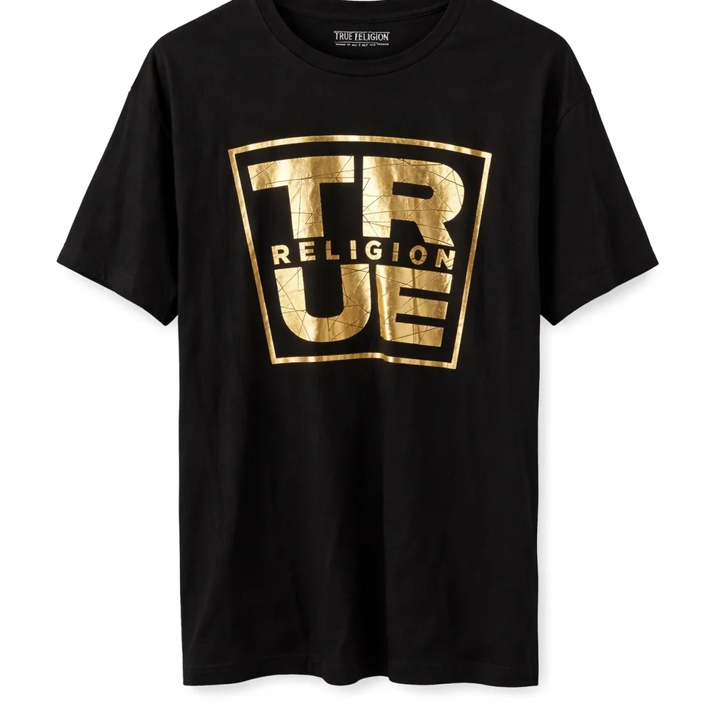 True Religion Black Tee with Gold Graphic